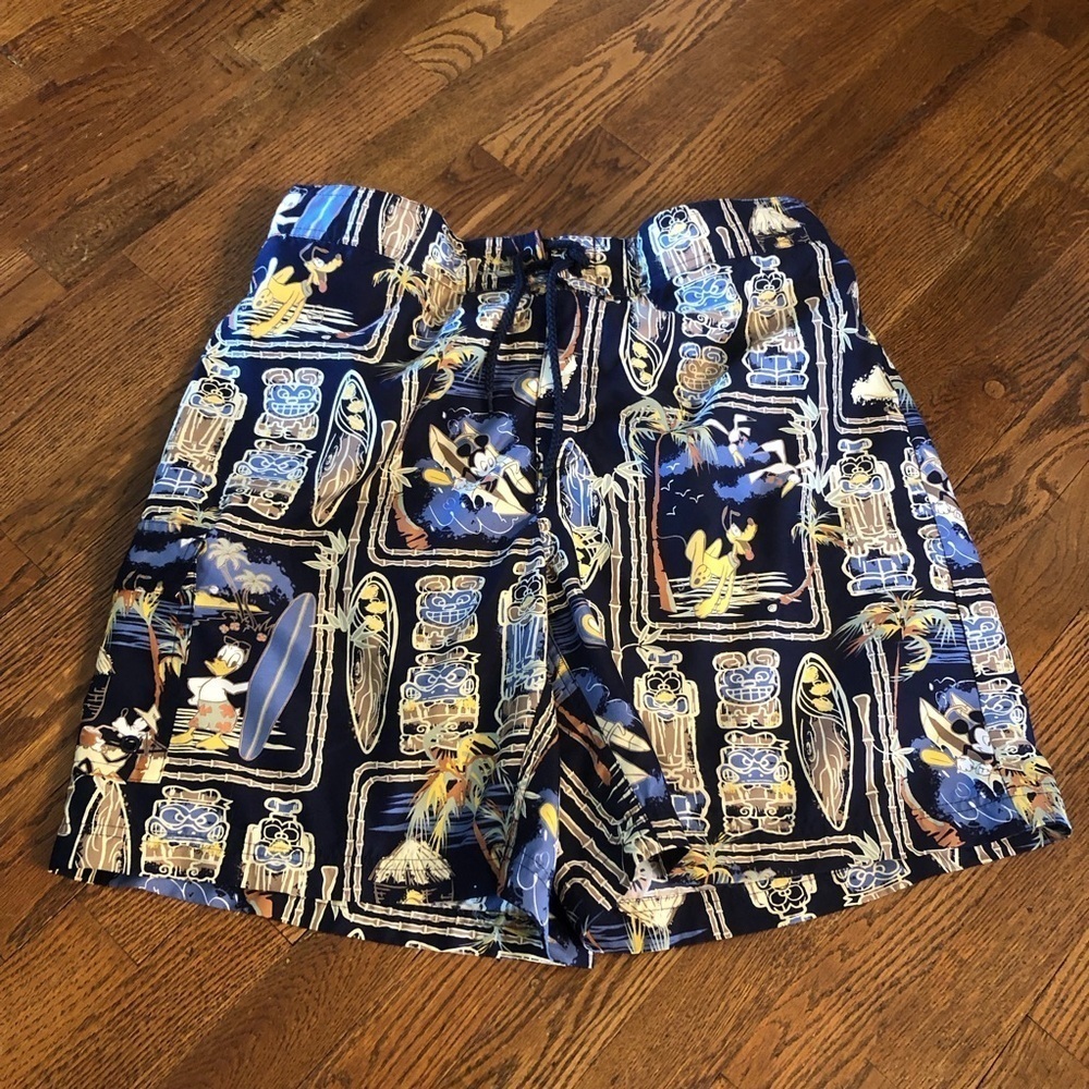 Disney Colorful Surfboard Print swim trunks